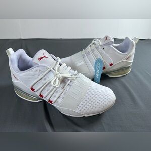 Puma Men's White and Red Sneakers